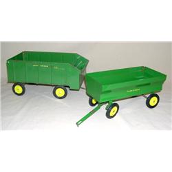 (2) JD Wagons--Flarebox & #112 Chuckwagon--both with plastic rims