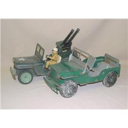 (2) Jeeps--Marx Willys & Tin Litho Military Jeep