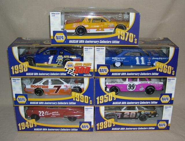 (7) NAPA NASCAR 50th Anniversary Collector's Edition 1/24th Scale Cars