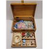 Image 1 : VINTAGE WOODEN JEWELLERY BOX WITH CONTENTS