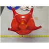 Image 1 : 337. Reddish-orange stretch glass center bowl
