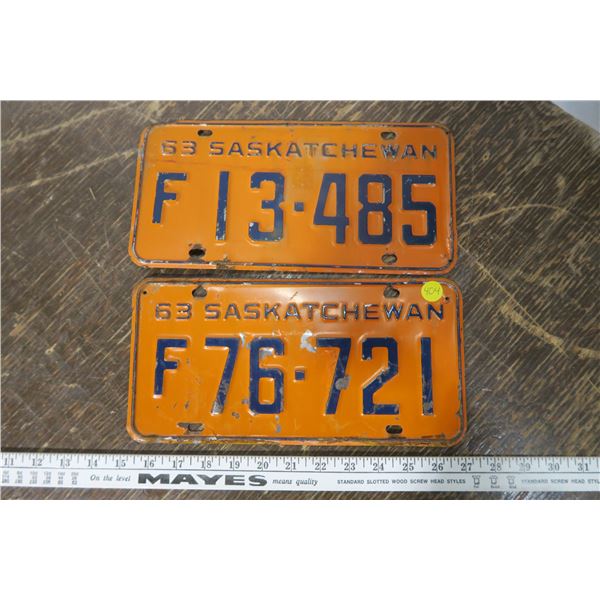2 - 1963 Sask License Plates