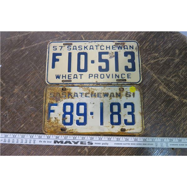 2 Sask Plates - 1957, 1961