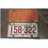 Image 1 : 2 Sask Plates - 1958, 1950