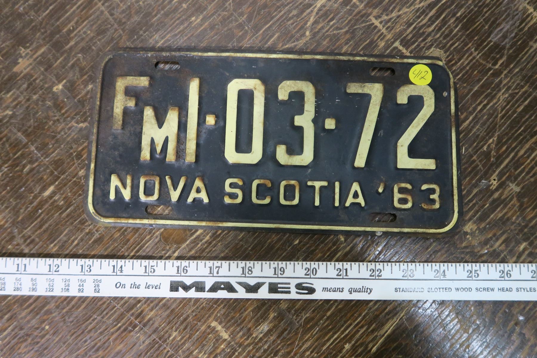 Nova Scotia 1963 Plate