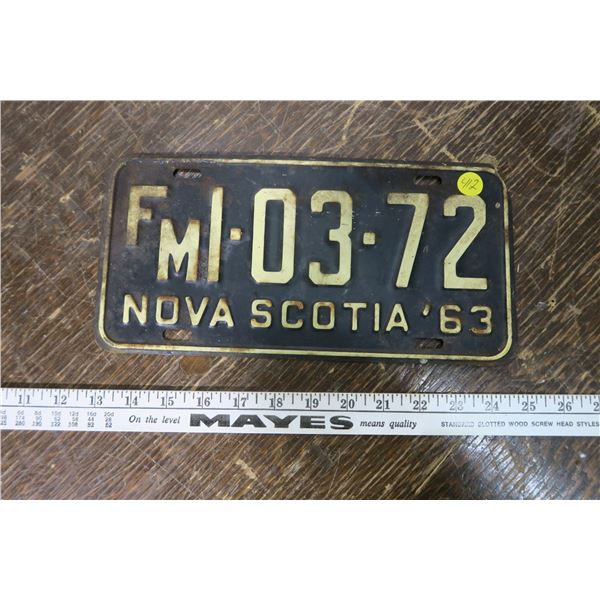 Nova Scotia 1963 Plate