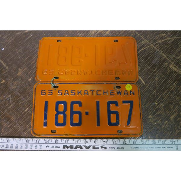 Matching 1963 Sask Plates (2)
