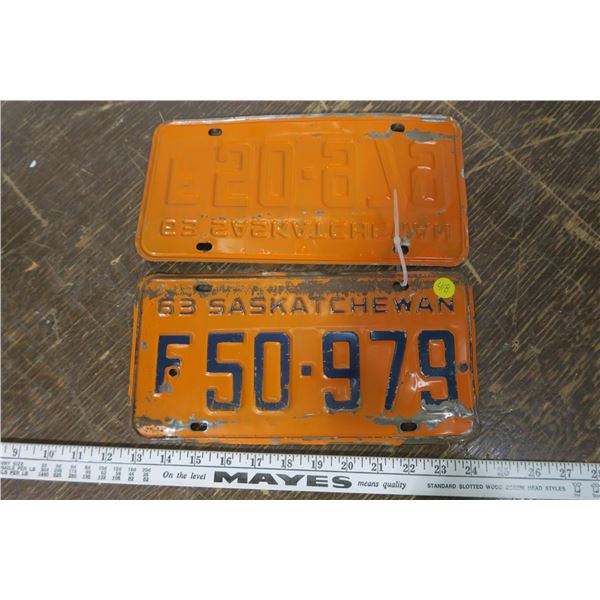 Matching 1963 Sask Plates (2)
