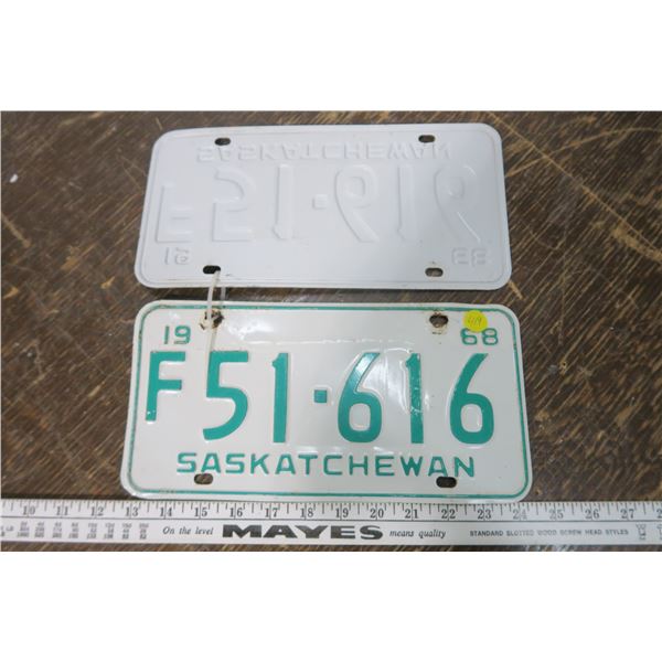 Matching 1968 Sask Plates (2)