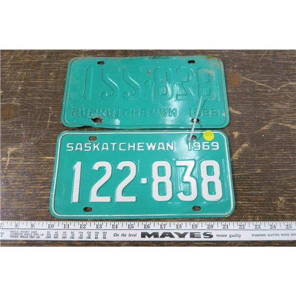 Matching 1969 Sask Plates (2)