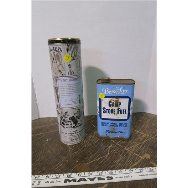 Barr-Line Camp Stove Fuel Tin, Bacardi Rum Tin