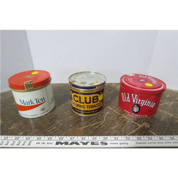 3 Tobacco Tins
