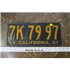 Image 1 : 1937 California License Plate