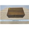 Image 1 : Wooden Jewelry Box w/ Blue Felt Interior - 12x7x5in.