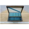 Image 5 : Wooden Jewelry Box w/ Blue Felt Interior - 12x7x5in.