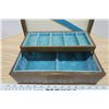 Image 6 : Wooden Jewelry Box w/ Blue Felt Interior - 12x7x5in.