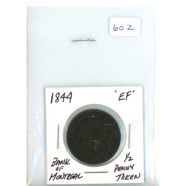 1844 Bank of Montreal 1/2 Penny - Coin
