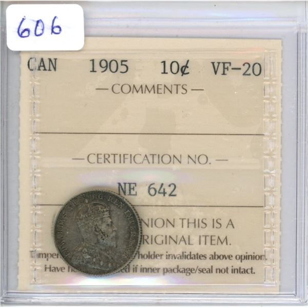 1905 ICCS VF-20 King Edward 10 Cents - Coin