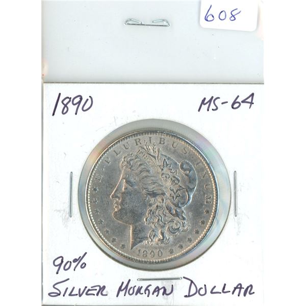 1890 High Grade Morgan Silver Dollar - Coin