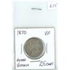 Image 1 : 1870 Queen Victoria 25 Cent Quarter - Coin
