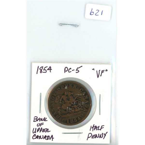 1854 Dragon Slayer 1/2 Penny - Coin