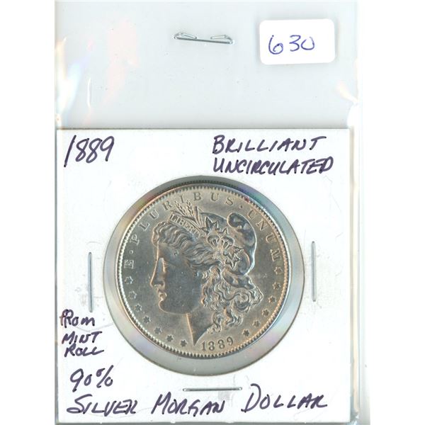 1889 High Grade Morgan Silver Dollar - Coin