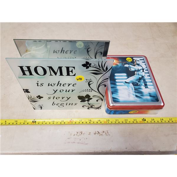 CANDLE HOLDER & EMPTY TIN