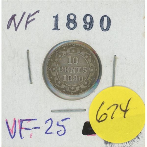 1890 ten cent coin Newfoundland