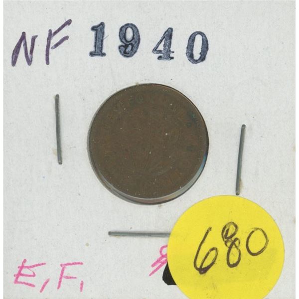 1940 one cent coin Newfoundland