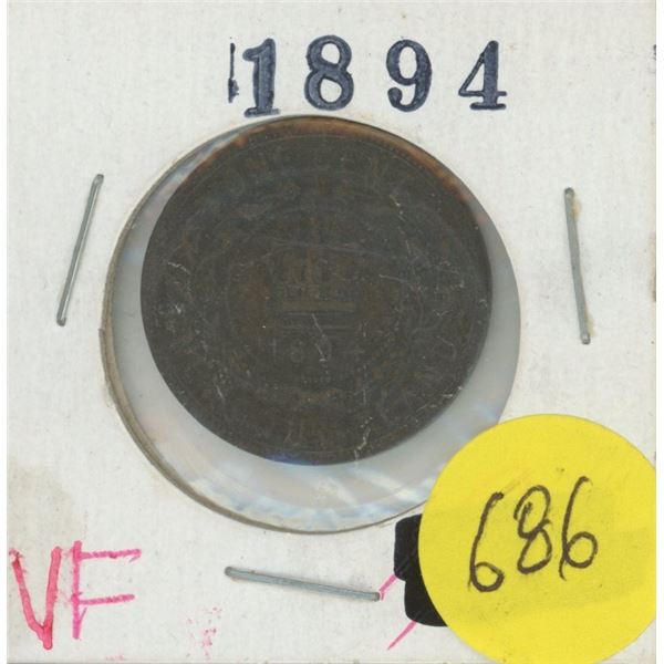 1894 one cent coin Newfoundland