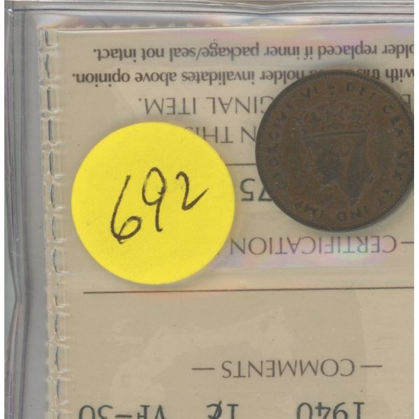 1940 one cent coin Newfoundland