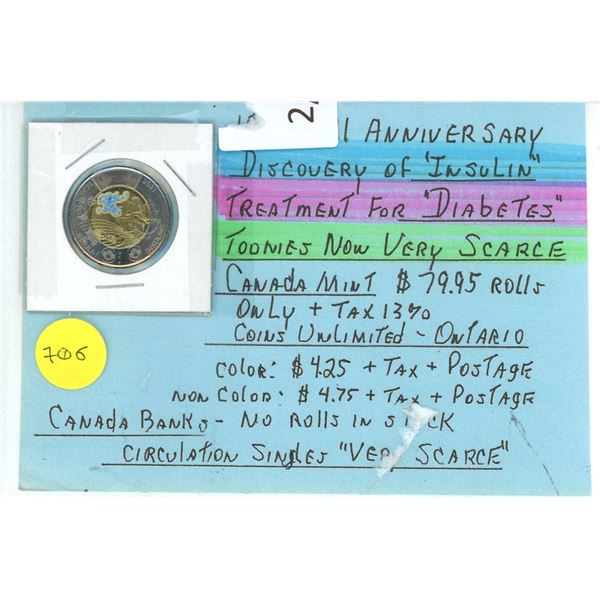 1921-2021 "Discovery of Insulin" Toonie 2$ CAN