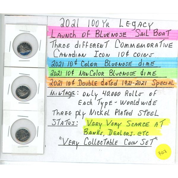 2021 100 Year Legacy "Bluenose" Dimes CAN $.10