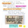 Image 1 : 1988 CAN $100 Dollar Bill "Thiessen Crow"