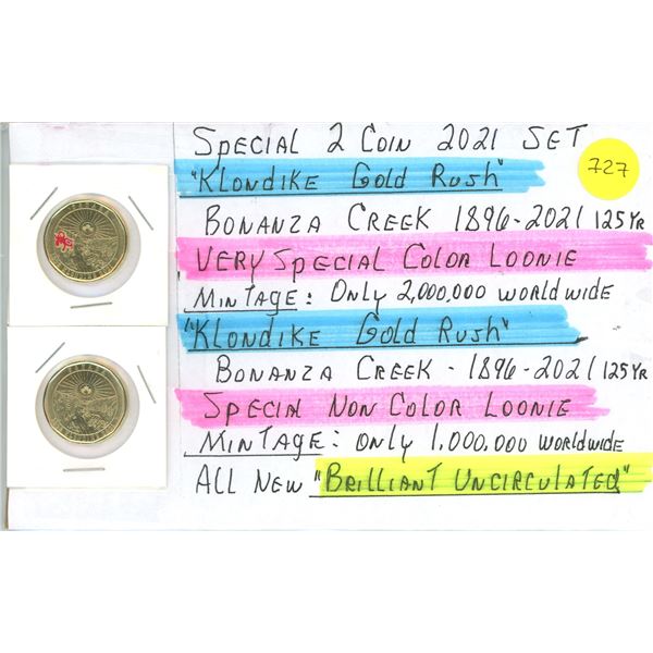 Special 2021 2 x One Dollar CAN Coins "Klondike Gold Rush"