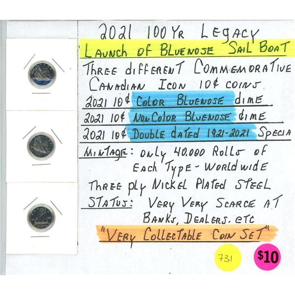 2021 100 Year Legacy "Bluenose" Dimes CAN $.10