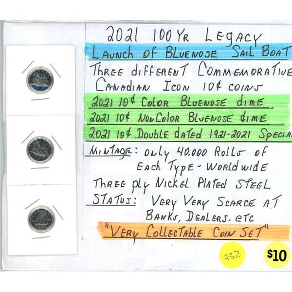2021 100 Year Legacy "Bluenose" Dimes CAN $.10