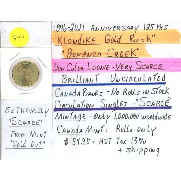 1896-2021 125 Year "Klondike Gold Rush - Bonanza Creek" CAN One Dollar Coin