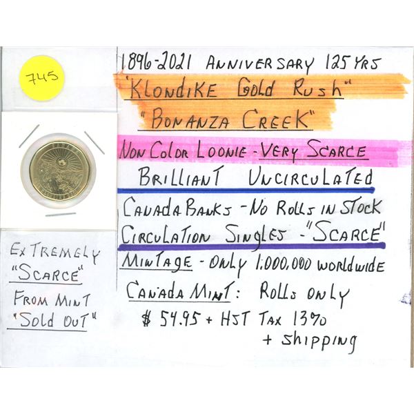 1896-2021 125 Year "Klondike Gold Rush - Bonanza Creek" CAN One Dollar Coin