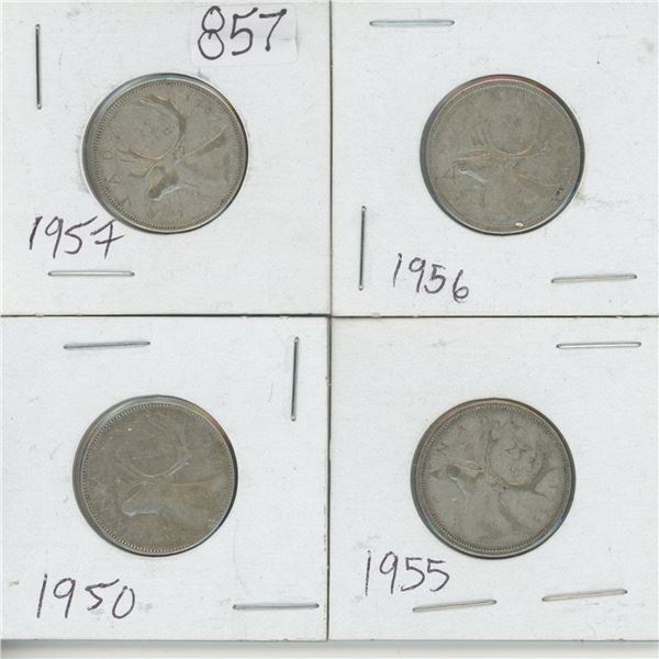 4 - 25¢ Silver Coins Canada -