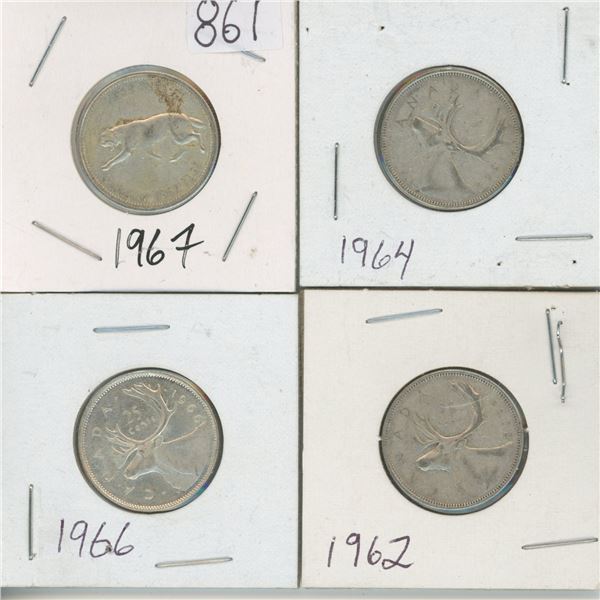 4 - 25¢ Silver Coins Canada -