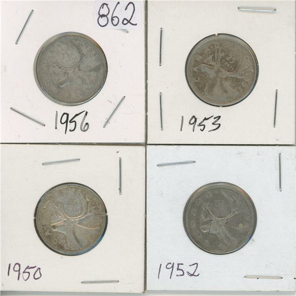 4 - 25¢ Silver Coins Canada -