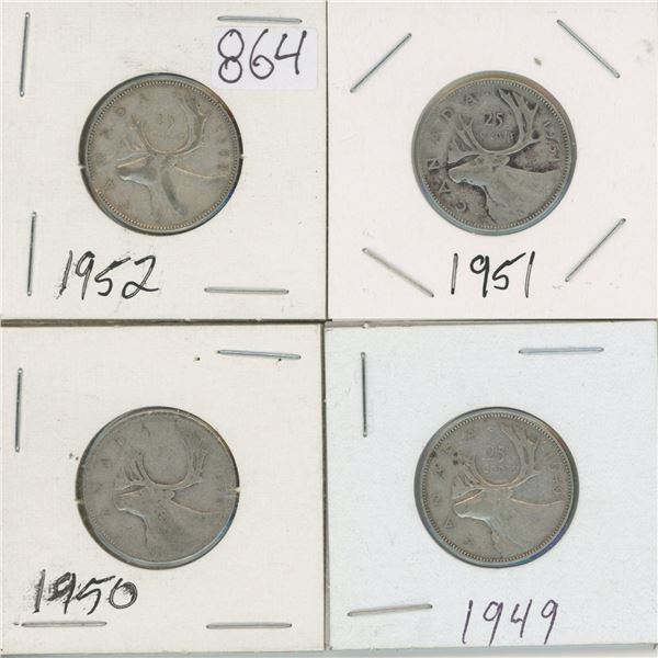 4 - 25¢ Silver Coins Canada -