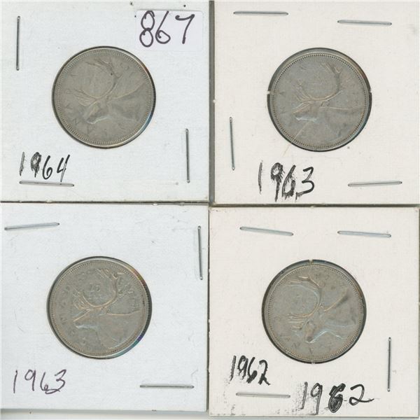 4 - 25¢ Silver Coins Canada -