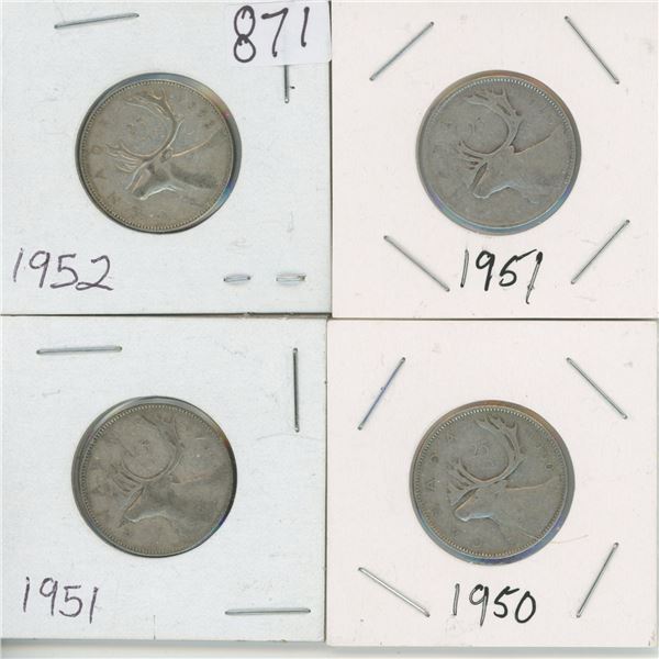 4 - 25¢ Silver Coins Canada -
