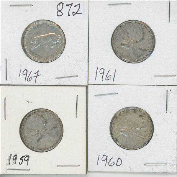 4 - 25¢ Silver Coins Canada -