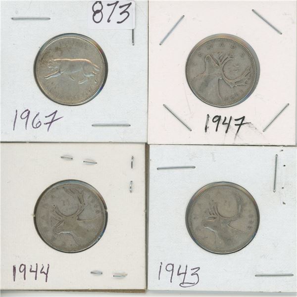 4 - 25¢ Silver Coins Canada -
