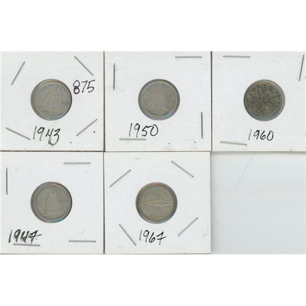 5 - 10¢ Silver Coins Canada -