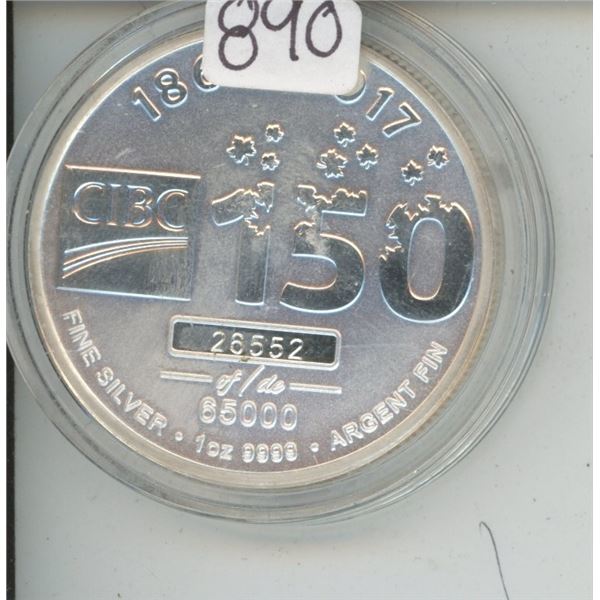 CIBC "150" Celebration Token - 1 Ounce 9999 Fine Silver - 26552 of 65000