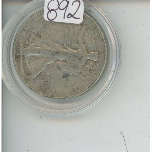 1943 USA Silver Half Dollar